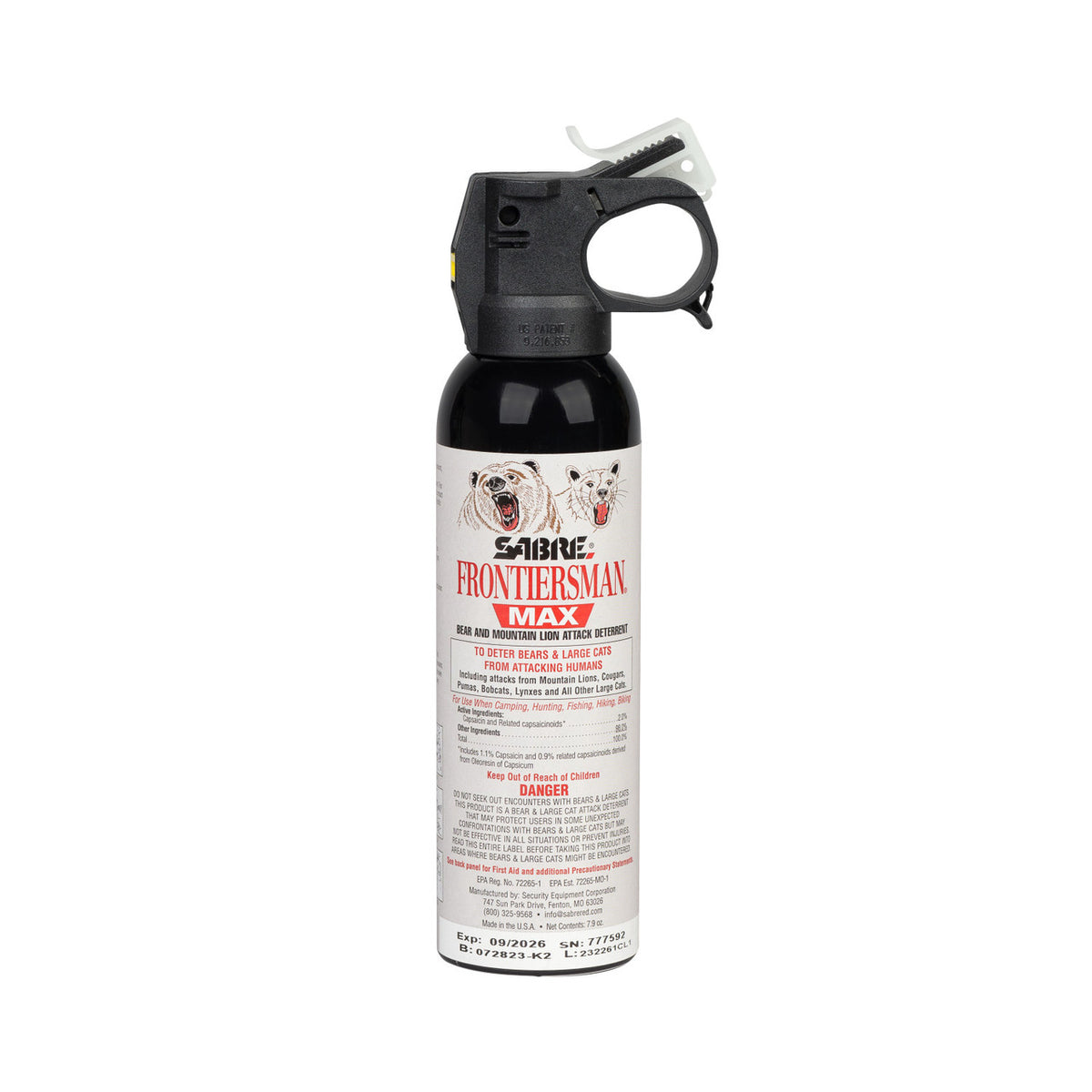 Sabre Frontiersman 7.9 Bear & Mountain Lion Spray w/belt Hlster